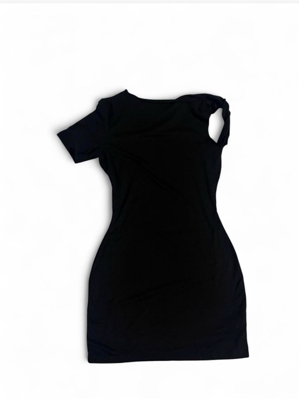 SHEIN Black One-Shoulder Short Sleeve Bodycon Dress